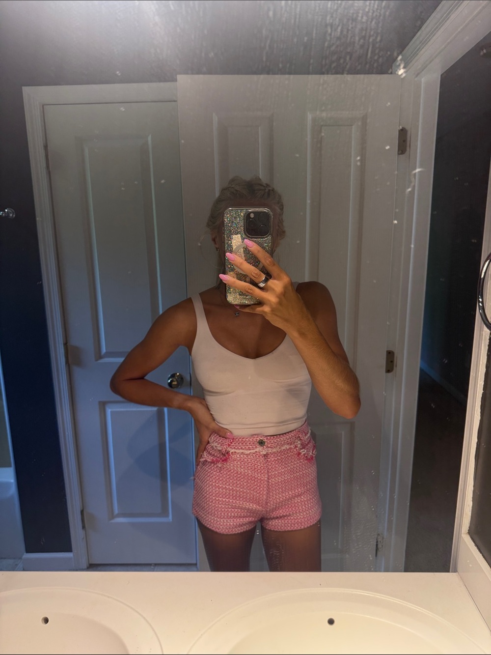 Zara Pink Tweed Women’s Shorts